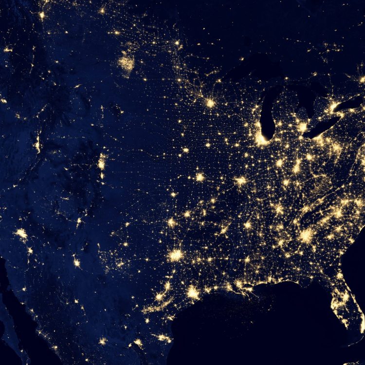 USA Light pollution map